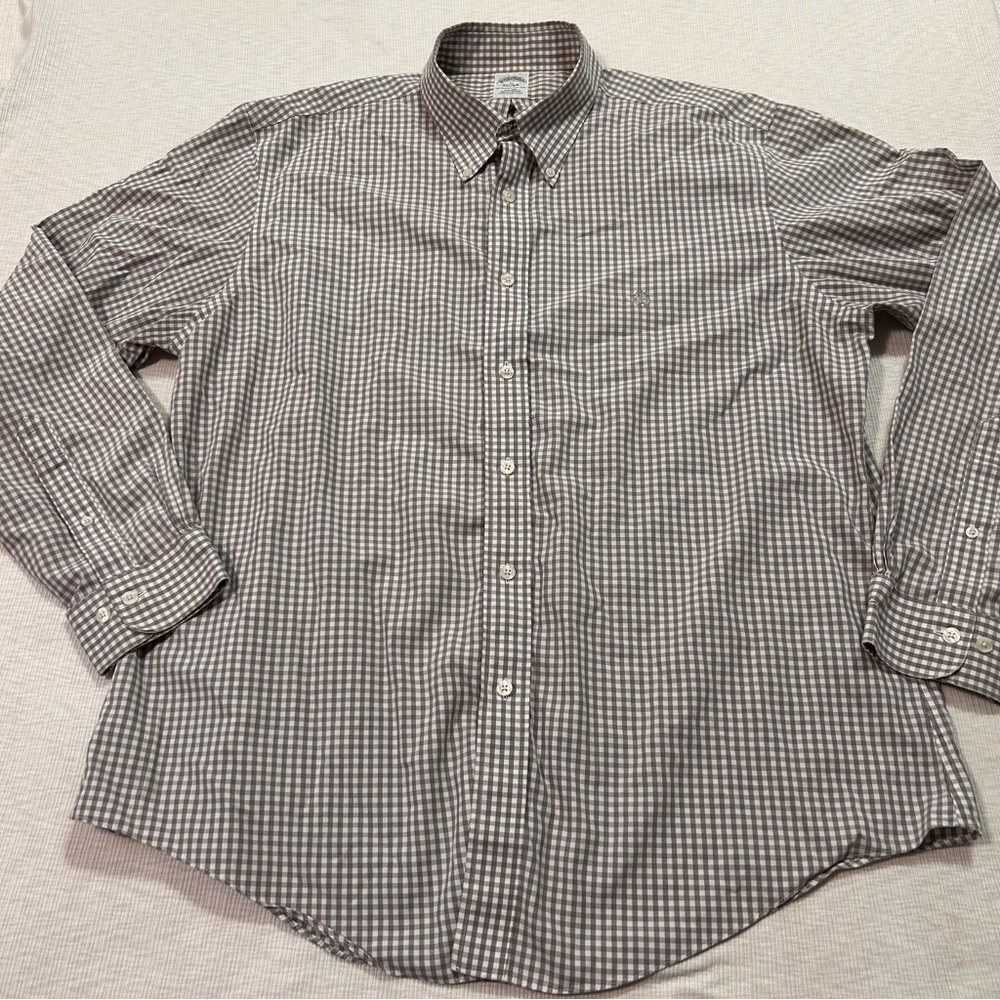 Brooks Brothers Men's Checkered Button Down Shirt - Gray
